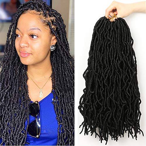 Umylar Faux Locs Crochet Hair 18 Inch Soft Locs Crochet Hair 7 Packs Extensible Pre Looped Faux Locs Crochet Hair For Black Women Synthetic Hair Extension(18 Inch, 1B)