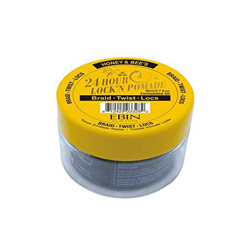 EBIN NEW YORK LOCK’N POMADE Braid Formula, Honey & Bee’s, 2.7 Oz | Great for Braiding, Twisting, Edges, No Residue, No Flaking, Extreme Firm Hold, High Shine, Honey Scented