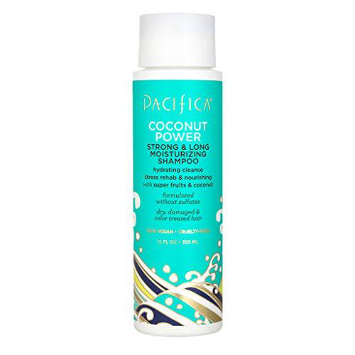 Pacifica Beauty, Coconut Power Strong & Long Moisturizing Shampoo, Hydrating + Nourishing, For Dry, Damaged, Color Treated Hair, Silicone Free, Sulfate Free, Vegan & Cruelty Free