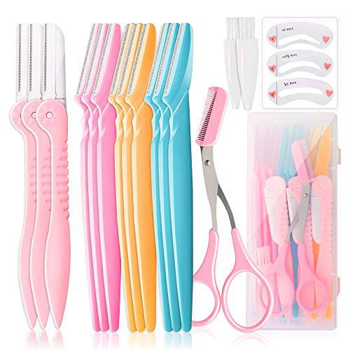 12 Pcs Eyebrow Razor, Face Razors for Women, Exfoliating Eyebrow Trimmers, Eyebrow Grooming Shaper for Women Face, Peach Fuzz, Hair Removal, Facial Razors for Women Face Dermaplane Glow Razor