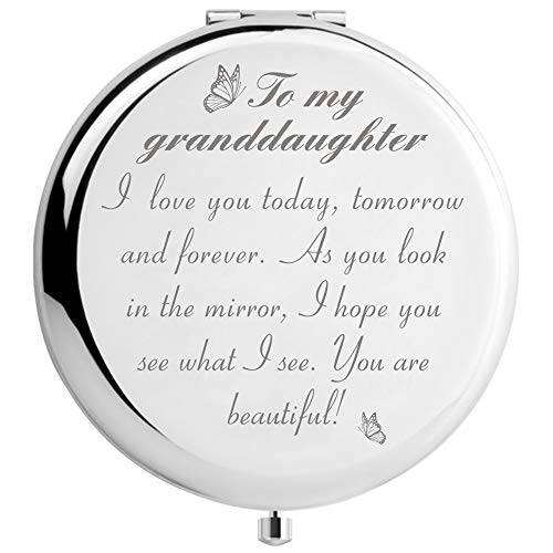 DIDADIC Granddaughter Gifts from Grandma and Grandpa, to My Granddaughter Makeup Mirror for Birthday Graduation Christmas