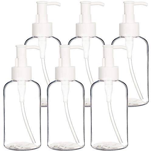 Youngever 6 Pack Plastic Pump Bottles 8 Ounce, Refillable Plastic Pump Bottles with Travel Lock (Clear)