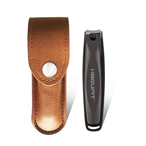 HAGUPIT Nail Clippers for Men Women, Stainless Steel Fingernail Toenail Cutter for Adult Seniors, Thick Nails, No Splash Nail Clips with Catcher, Double-Sided Nail File