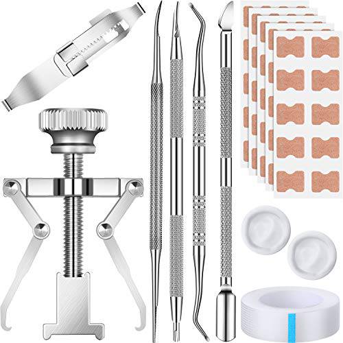 58 Pieces Ingrown Toenail Tools Set, Ingrown Toenail Correction Stickers, Ingrown Toenail Treatment Lifter, Toe Nail Correction Buckle File Cuticle Pusher, Buckle Patch Tape, Finger Holster