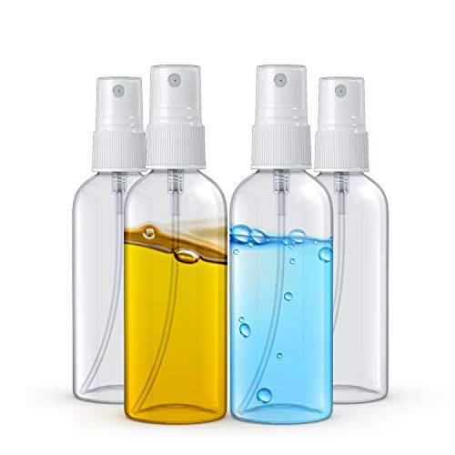 Small Spray Bottles, 2oz/60ml Clear Empty Fine Mist Travel Size Mini Bottle Set, Pump Spray Cap Refillable Reusable Liquid Containers For Essential Oils, Hair Sprayer (4 Pack)
