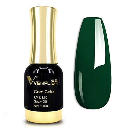 VENALISA Gel Nail Polish, 12ml Emerald Green Color Soak Off UV LED Nail Gel Polish Nail Art Starter Manicure Salon DIY at Home, 0.43 OZ