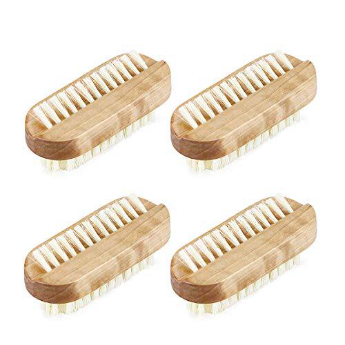 Acmer 4 Pack Wooden Cleaning Nail Brush Wood 2 Side Cleaner Double Side Scrub Cleaning Brush Hand Scrubbing Brush for Men Women Manicure Pedicure