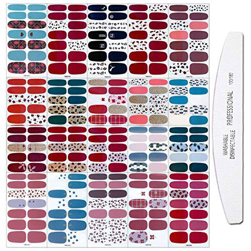 WOKOTO 20 Sheets Adhesive Leopard Print Nail Polish Strips Stickers Nail Wraps for Women Tips with 1Pc Nail File Nail Polish Decals Strips Set Manicure Accessories