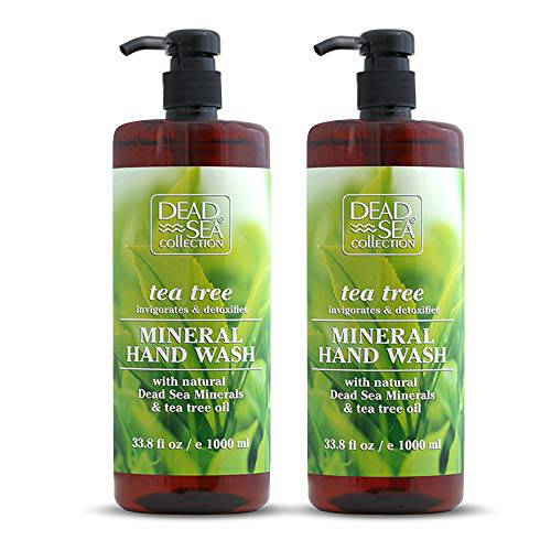 Dead Sea Collection Tea Tree Hand Soap - Pack of 2 (67.6 Fl. Oz) - Foaming Hand Soap with Dead Sea Minerals - Cleanses and Moisturizes Skin