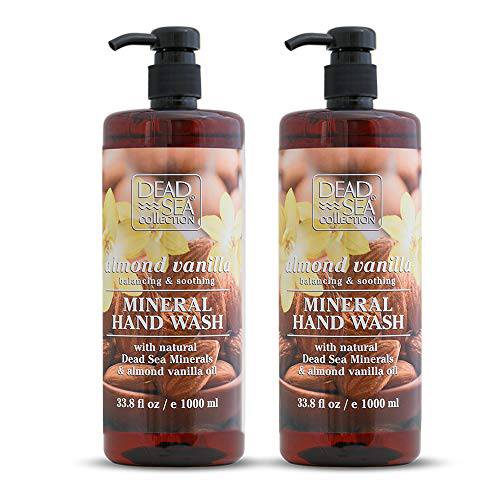 Dead Sea Collection Almond Vanilla Hand Soap - Pack of 2 (67.6 Fl. Oz) - Foaming Hand Soap with Dead Sea Minerals - Cleanses and Moisturizes Skin