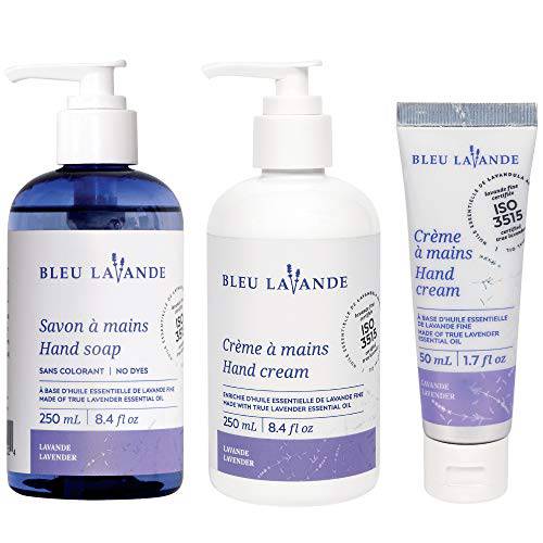 Bleu Lavande - Soothing Hand Care Aromatherapy Set – Lavender Hand Soap & Lavender Hand Creams – Infused with Premium and 100% Pure Lavender Essential Oil - Natural & Vegan Lavender Products