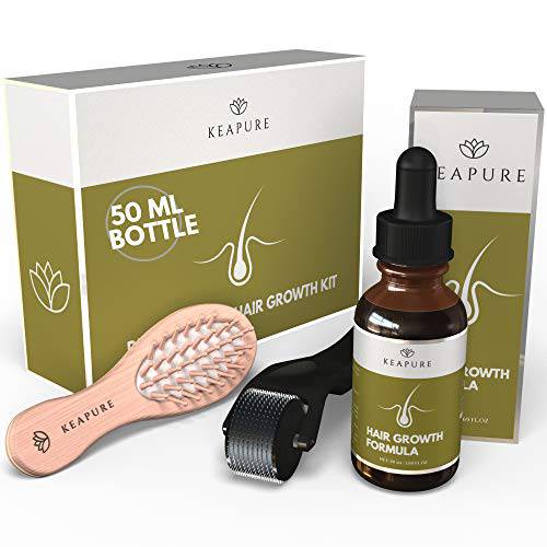 Derma Roller Hair Growth - 1.7oz Natural Hair Growth Serum Oil, Two Scalp Massager Hair Growth Roller and Microneedle Dermaroller 4 in 1 Kit Advanced Scalp Stimulator Hair Regrowth for Men and Woman…