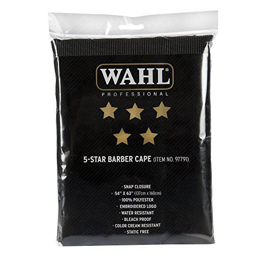 Wahl Professional 5 Star Barber Cape 97791 – Great for Professional Stylists and Barbers – Polyester – Snap Closure