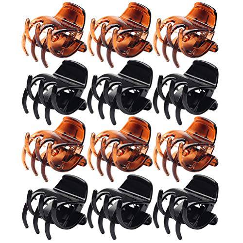 12 Pieces Hair Claw Clips, Medium Size Hair Claw Clamp 1.3 Inch Hair Jaw Clips No-Slip Grip Jaw Clips for Women and Girls Stocking Stuffers(Black and Brown)