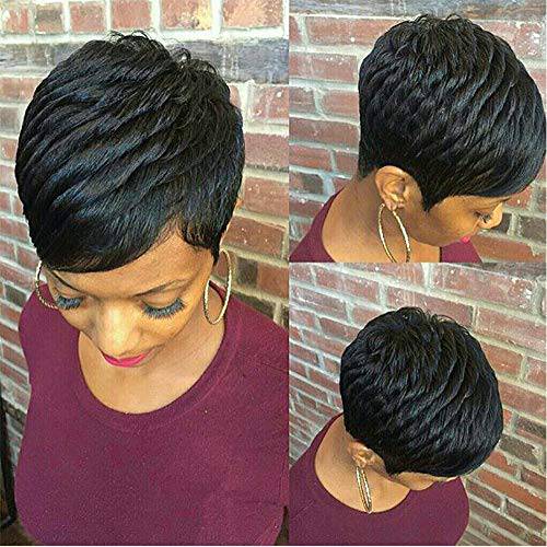 Gabrielle Short Human Hair Pixie Cut Wigs 100% Human Hair Cute Wig Short Pixie Wigs for Black Women Natural Boy Cut Wigs (Pixie Cut, 1B)