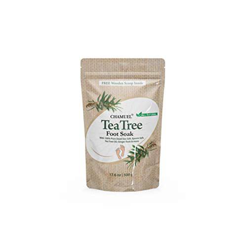 Chamuel Tea Tree Oil Foot Soak – 100% Natural Made With Dead Sea & Epsom Salt, Ginger & Essential Oils - Soothes Irritations, Athletes Foot, Foot Odor, Calluses & Sore Tired Feet(26.5oz)