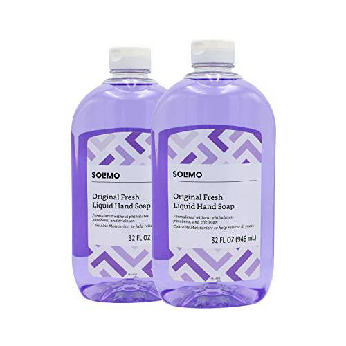 Amazon Brand - Solimo Original Fresh Liquid Hand Soap, 32 Fluid Ounce (Pack of 2)
