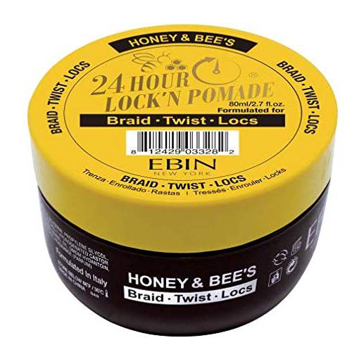 EBIN NEW YORK LOCK’N POMADE Braid Formula, Honey & Bee’s, 8.25 Oz | Great for Braiding, Twisting, Edges, No Residue, No Flaking, Extreme Firm Hold, High Shine, Honey Scented
