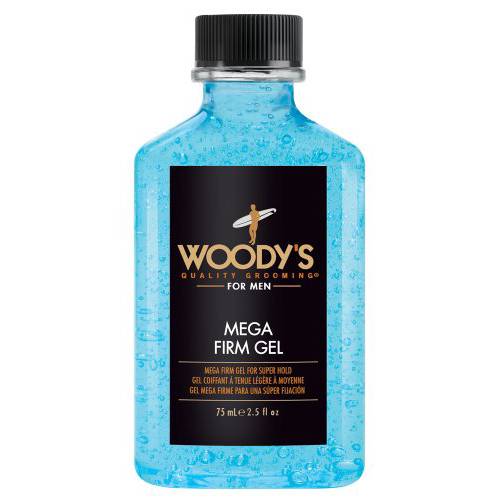 Woody’s Mega Firm Gel for Men, Dries Firm with Maximum Shine and Super Strong Grip, Moisturizes, Strengthens, Conditions, with Natural Ingredients, No Flaking, Alcohol-free, For All Hair Types, 2.5 oz