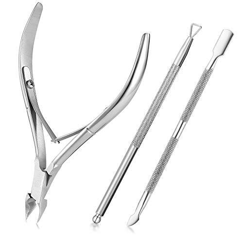 Cuticle Trimmer with Cuticle Pusher -YINYIN Cuticle Remover Cuticle Nippers Professional Stainless Steel Cuticle Pusher and Cutter Clippers Durable Pedicure Manicure Tools for Fingernails and Toenails