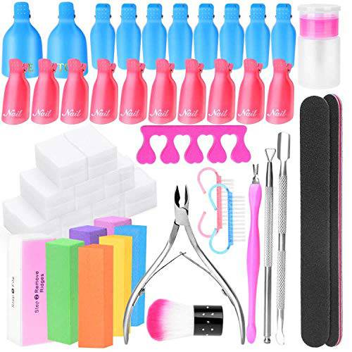 Gel Polish Remover Kit, Anezus 1045pcs Gel Nail Polish Remover Tools with Nail Clips, Nail Wipes, Cuticle Pusher and Cutter, Nail Buffer and Files for Acetone Acrylic Nail Remover