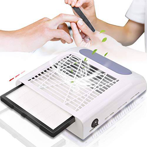 Nail Dust Collector Vacuum 80W, Adjustable Power Suction CoFashion Nail Dust Cleaner Machine for Manicure, Dust Collector for Nails for Salon Home Use- Nail Filter When Using Nail Drill Nail File