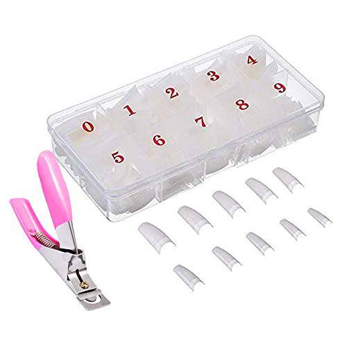 500pcs Lady Clear Tips Acrylic Style Artificial False Nails Half Tips with Bag for DIY Nail Salon(500PCS clear)
