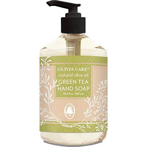 Liquid Hand Soap By Olivia Care - Green Tea & Olive Oil. All Natural - Cleansing, Germ-Fighting, Moisturizing Hand Wash for Kitchen & Bathroom - Gentle, Mild & Natural Scented - 18.5 OZ