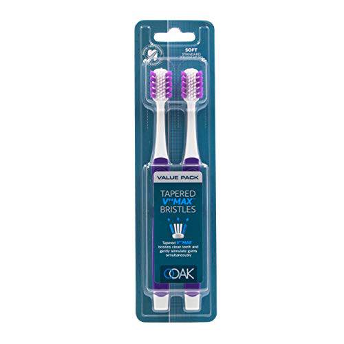 Ooak Toothbrush, Tapered V++Max Soft Bristles, 2 Pack - Violet