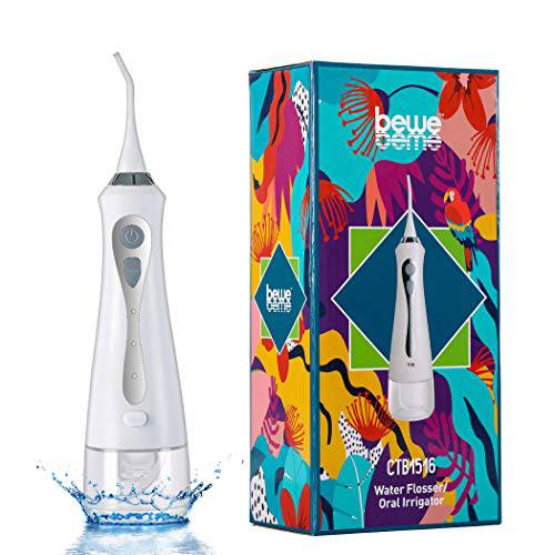 BEWEBEME Cordless Water Flosser for Teeth - 3 Modes Rechargeable Oral Irrigator for Teeth Brace, IPX7 Water Pick Teeth Cleaner with Cleanable Water Tank, 230ML