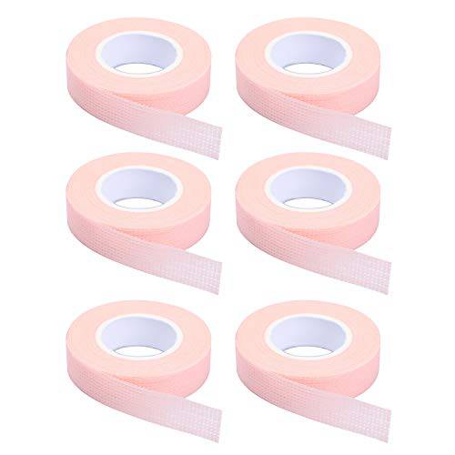 6 Rolls Eyelash Tape, Adhesive Fabric Eyelash Extension Tape, Breathable Micropore Fabric Tape for Eyelash Extension Supplies,9 m/10 Yard Each Roll (Pink)