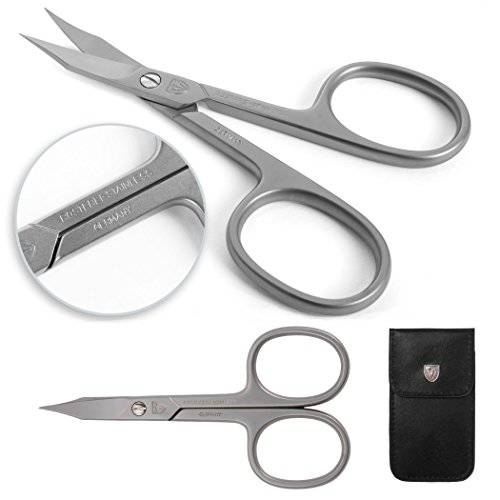 3 Swords Germany - brand quality STAINLESS STEEL INOX CURVED COMBINED CUTICLE & NAIL SCISSORS (1 PIECE) with case for manicure pedicure - nail care by 3 Swords - Made in Solingen Germany