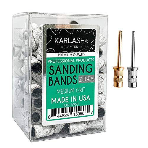 Karlash Professional Nail Sanding Bands Zebra Medium Grit File + Free 2 Mandrel (1 Pack)