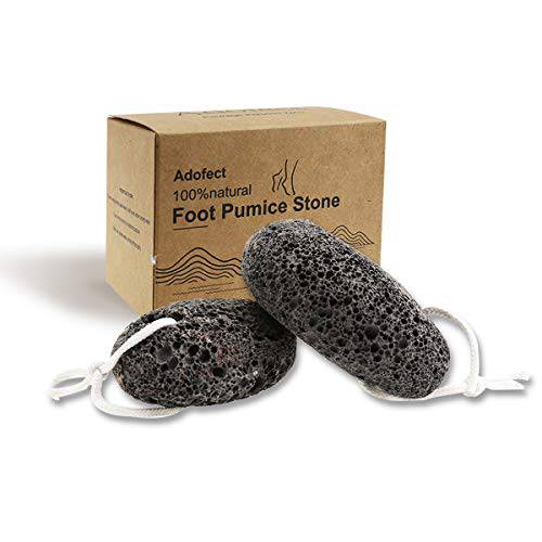 Adofect 2 PCS Lava Pumice Stone for Feet Callus Remove 100% Natural Foot Pumice Stone for Exfoliating Dry Dead Skin, Foot Scrubber Stone for Men/Women, Brown or black at random
