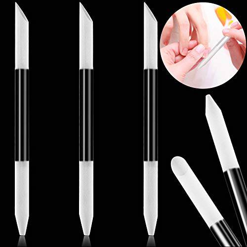 3 Pieces Glass Cuticle Pusher Cuticle Remover Glass Nail File Dual Ended Manicure Pedicure Tools for Nails and Cuticles Care (Transparent)