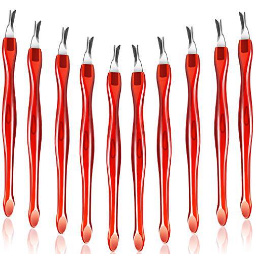 30 Pieces Nail Cuticle Knife Cuticle Trimmer Remover Pusher Stainless Steel Dead Skin Callus Removal Fork with Plastic Handle 4 Inch Nail Art Tool Nail Cleaner Tool for Fingernail and Toenail