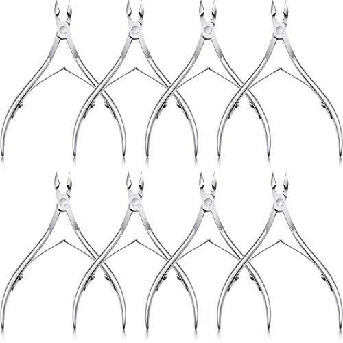 8 Pieces Cuticle Nippers Stainless Steel Cuticle Trimmer Pointed Blade Cuticle Cutter Clipper Dead Skin Remover Scissors Manicure Tools for Fingernails and Toenails (Silver)