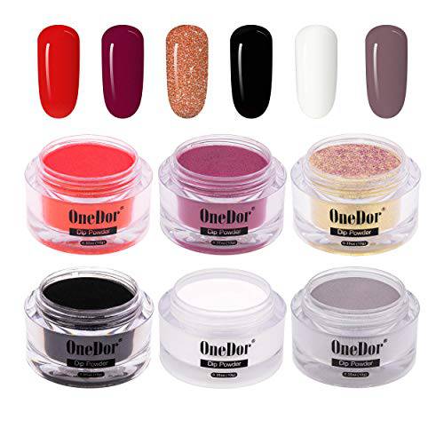 OneDor Nail Dip Dipping Powder – Acrylic Color Pigment Powders Pro Collection System (Set of 6 Classic Colors-10g)