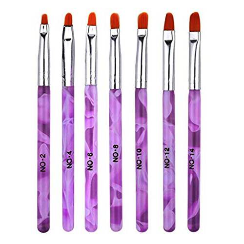 NEJLSD 7Pcs Gel Nail Art Painting Brush Design Tools Nail Art Tips Builder Brush Pen Flower Drawing Pen for Professional Salons (Pink)