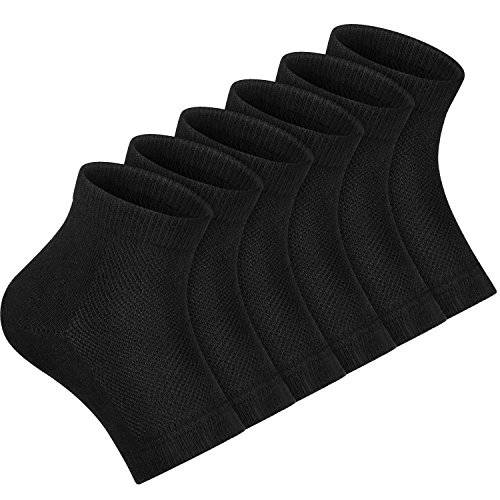 Soft Ventilate Gel Heel Socks Open Toe Socks for Dry Hard Cracked Skin Moisturizing Day Night Care Skin, 3 Pairs (Large Size, Black)