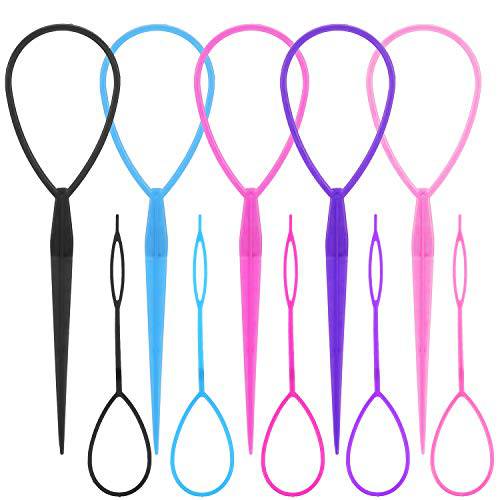 WSYUB 10Pcs Topsy Tail Tools, Hair Tools Braid Accessories Ponytail Maker for Girs, French Braid Tool Loop for Hair Styling, 5 Colors