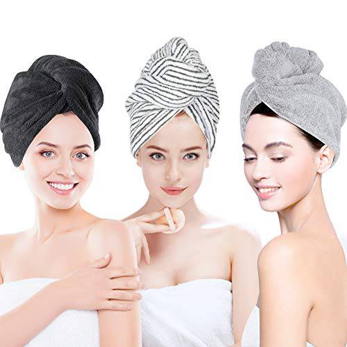 Laluztop 3 Pack Hair Towel Wrap for Women, Ultra Soft Hair Drying Towels, Anti-Frizz & Super Absorbent Hair Turban, Suitable for Curly, Long & Thick Hair