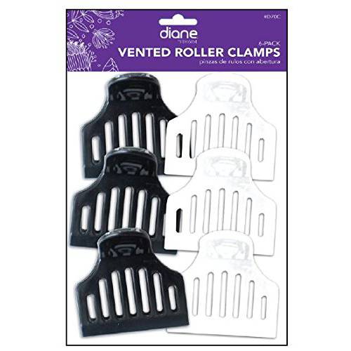 Diane D70C Vented Roller Clamps â€“ Black and White, 6 Count (Pack of 1)