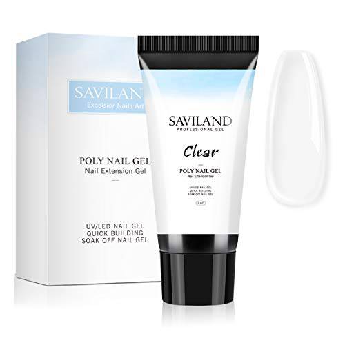 Saviland 60g Clear Poly Nails Gel Builder Nail Gel 2oz for Nail Extension Nail Enhancement Manicure Easy DIY at Home