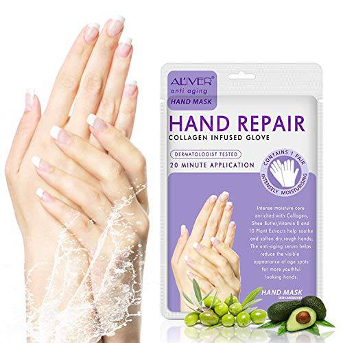 AIQIUSHA 4 Pack Hands Moisturizing Gloves, Hand Spa Mask Infused Collagen, Serum + Vitamins + Natural Plant Extracts for Dry, Cracked Hands, Moisturizer Hands Mask, Repair Rough Skin for Women&Men