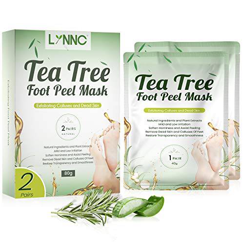 Tea Tree Foot Peel Mask For Dead Skin, Callused and Cracked Heels, Foot Mask Removes Rough Heels Dry Dead Skin,Makes Foot Soft Smooth Skin, Exfoliating Peeling Natural Treatment- 2 PACK