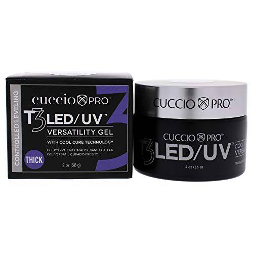 Cuccio Pro T3 LED/UV Cool Cure Versatility Gel - Controlled Levelling - Incredibly Flexible - Strong Adhesion - Thick Viscosity - Fast Application - Quick Cure - White - 2 Oz Nail Gel