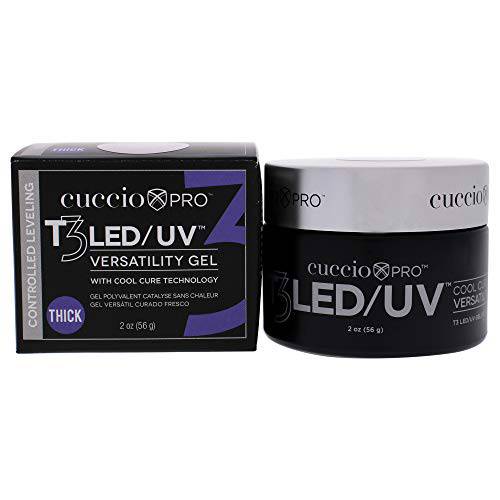 Cuccio Pro T3 LED/UV Cool Cure Versatility Gel - Controlled Levelling - Incredibly Flexible - Strong Adhesion - Thick Viscosity - Fast Application - Quick Cure - Pink - 2 Oz Nail Gel