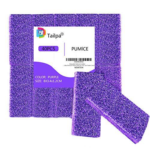 40 Pcs Pumice Stone for Feet Foot Scrubber Sponge for Feet Care and Callus Remover Mini Disposable Pumice Pads for Dead Skin Remover (Purple)
