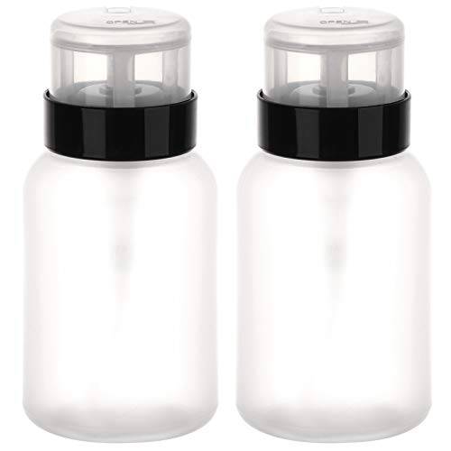 Pack of 2 Push Down Pump Dispenser Lockable Bottle for Alcohol, Acetone, Nail Polish and Makeup Remover, 200ml(6.8oz)